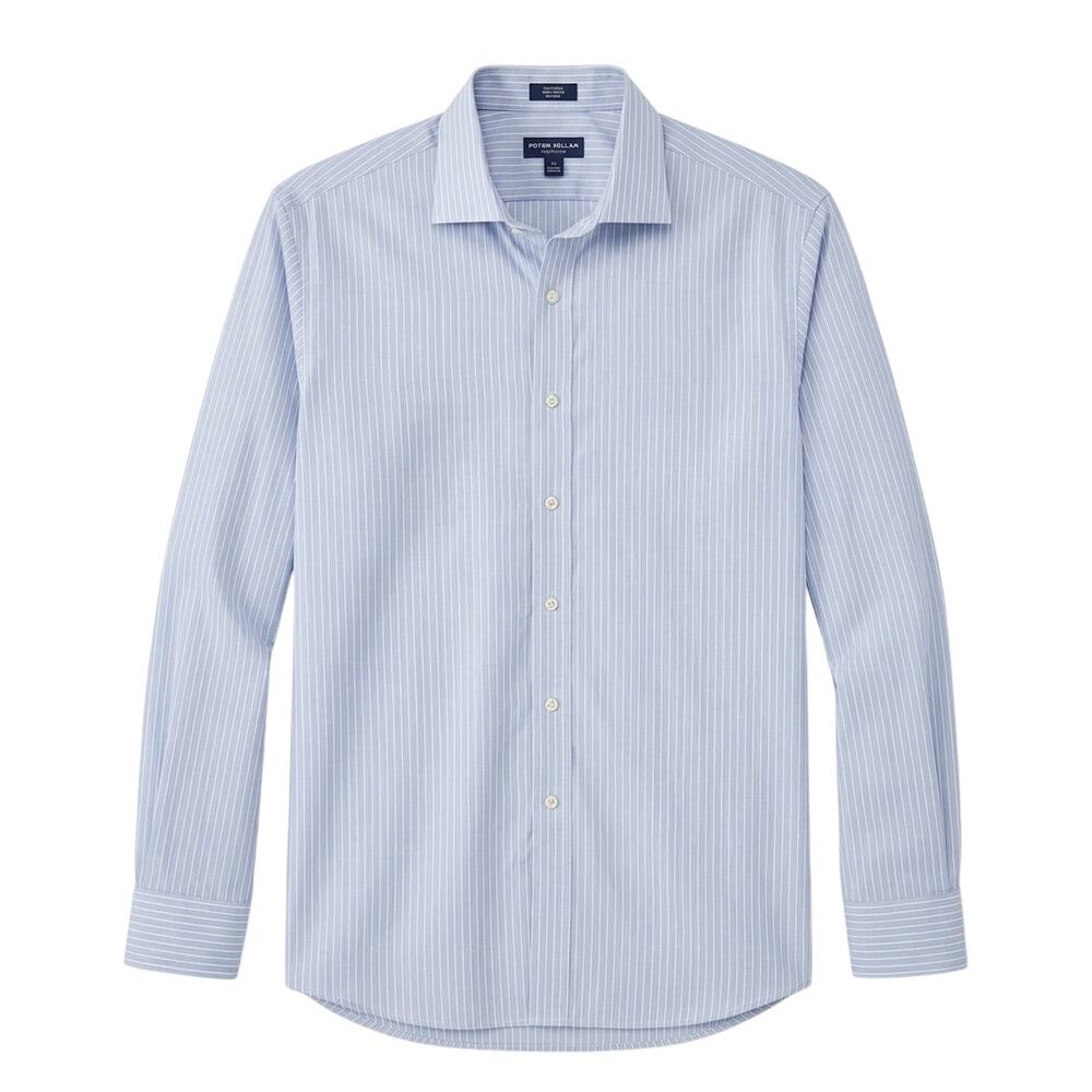 Peter Millar Summer Boucle Blue Stripe Shirt Size XL